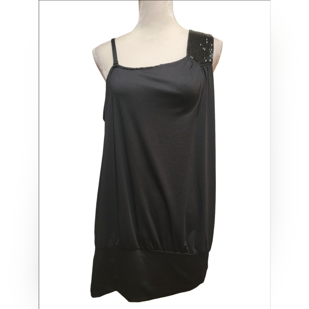 Lane Bryant Black Sequin One Shoulder Top Women's Plus Size 22/24